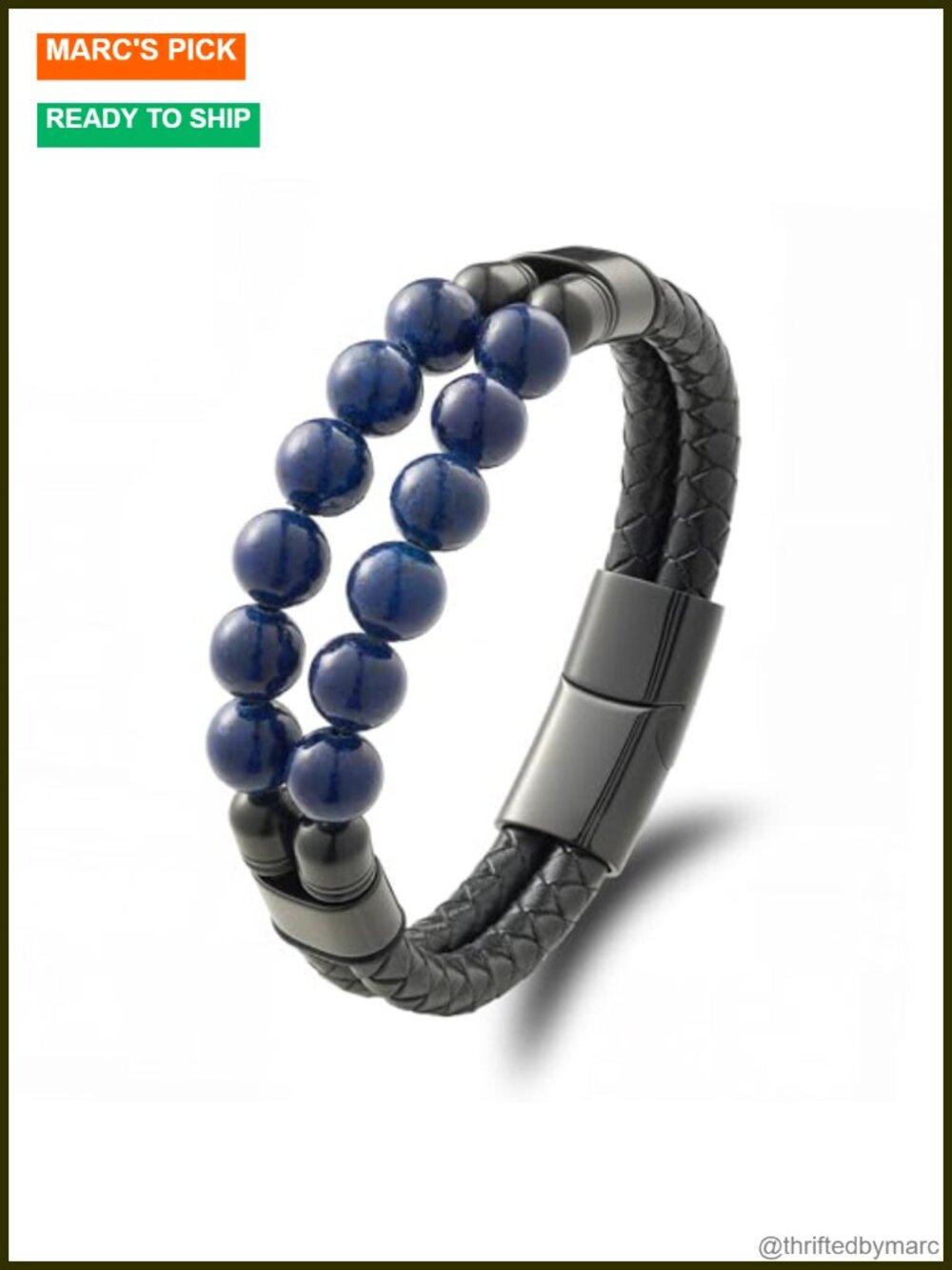 Braided Leather Bracelet Men Turquoise Lapis Lazuli Tiger Eye Obsidian Stone